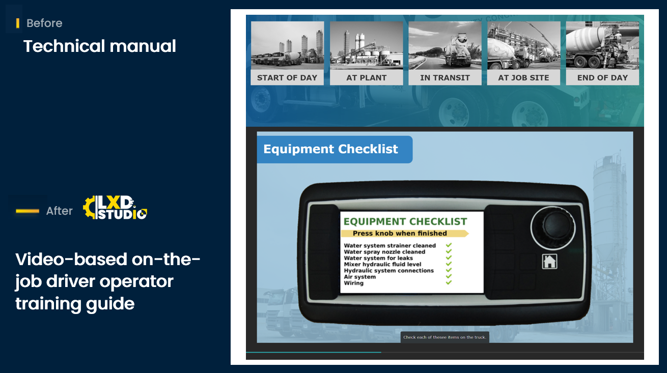 Video-Based Technical Training on Truck Operations